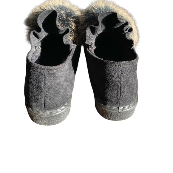 Black Slip-On Shoes with Faux Fur Pom Pom 6 - Picture 8 of 11